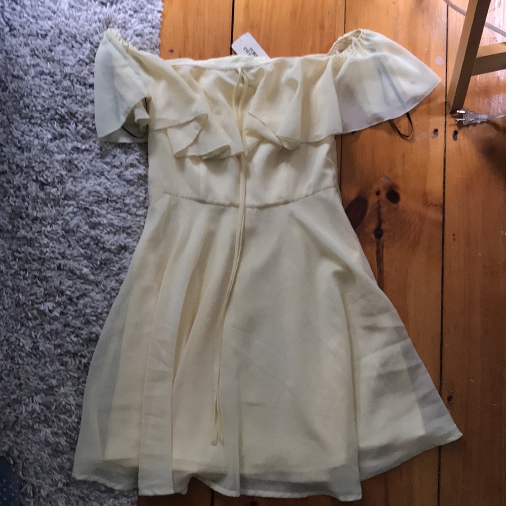 Yellow off the shoulder dress